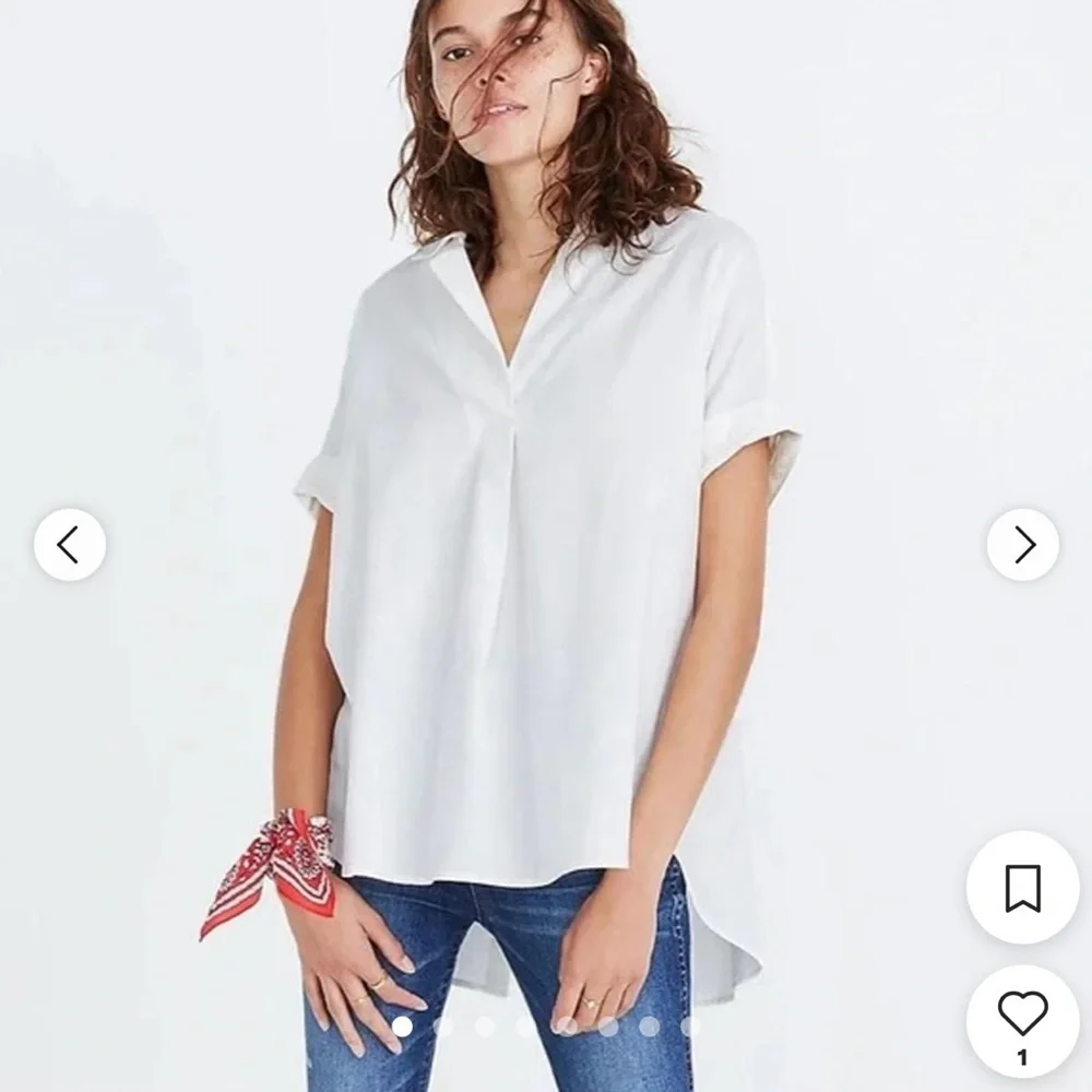 Madewell Crisp White Short Sleeve Blouse - Picture 3 of 5